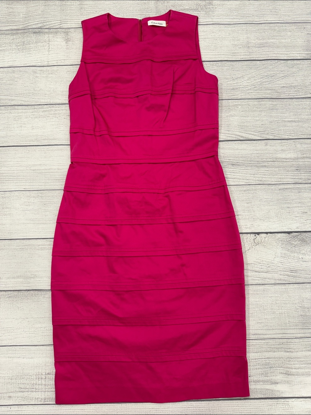 Calvin Klein Hot Pink Sheath Dress Size 4 Sleeveless Career Office